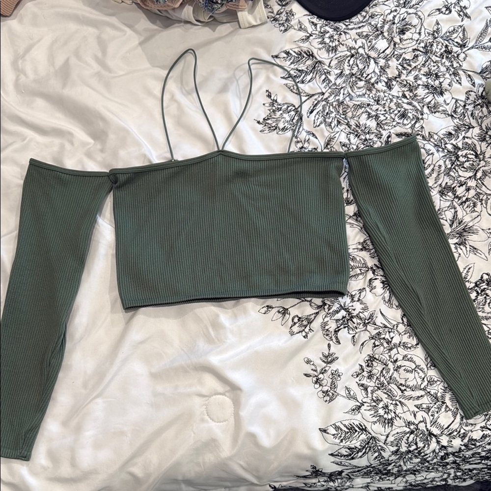 Zara Green Crop Top with Cut Out Design
